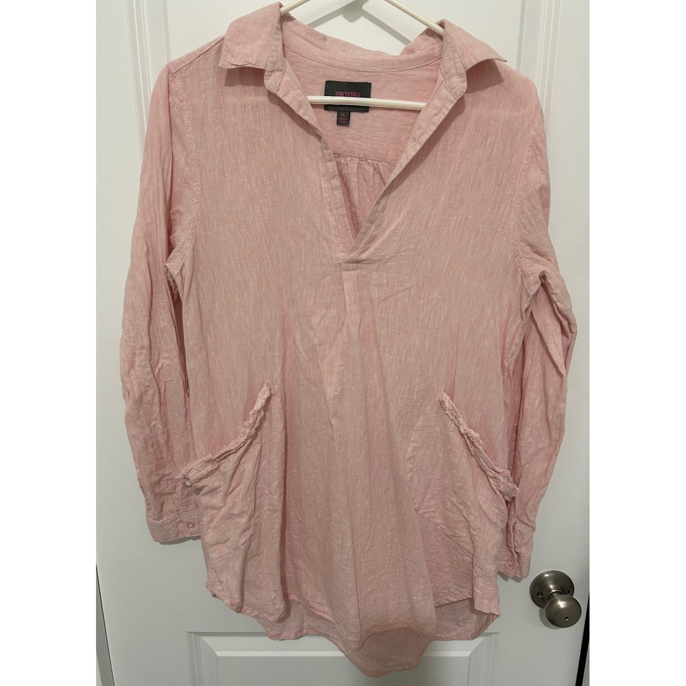 FORCYNTHIA‎ BEACHWEAR Pink Linen Blend Tunic Shirt Womens XL